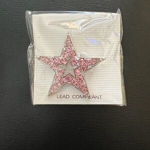 Pink Star Brooch/ Pendant with Rhinestones